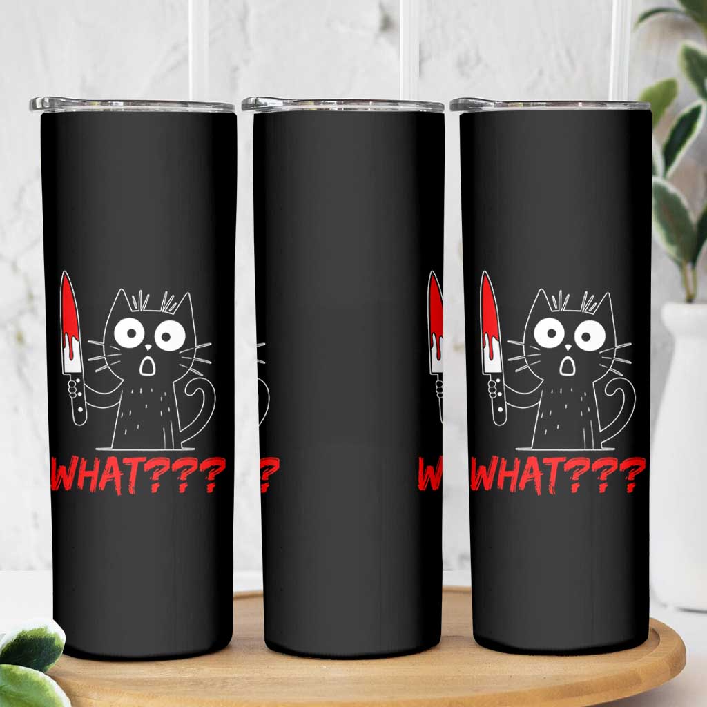 Black Cat Halloween Skinny Tumbler What Killer Kitten With Knife