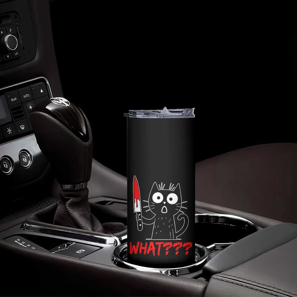 Black Cat Halloween Skinny Tumbler What Killer Kitten With Knife