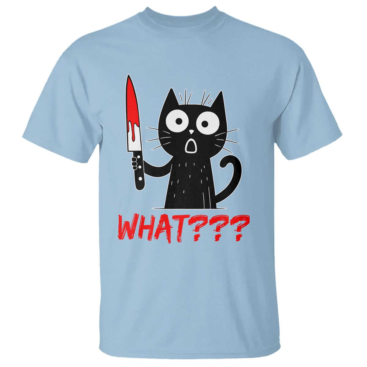 Black Cat Halloween T Shirt What Killer Kitten With Knife - Wonder Print Shop