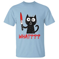 Black Cat Halloween T Shirt What Killer Kitten With Knife - Wonder Print Shop