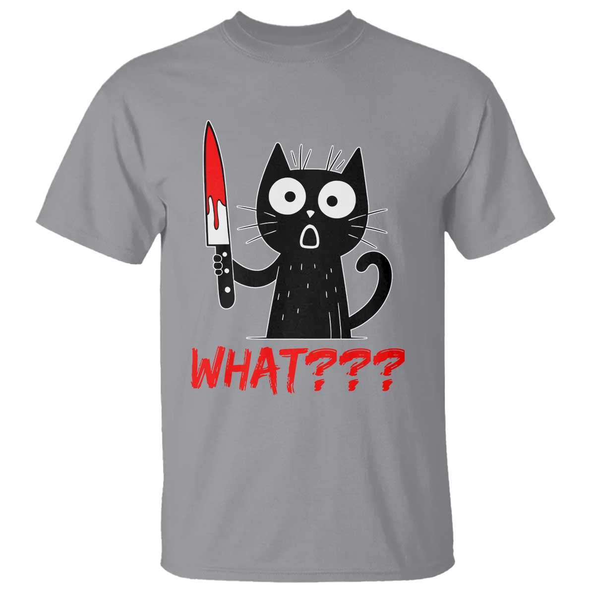 Black Cat Halloween T Shirt What Killer Kitten With Knife - Wonder Print Shop