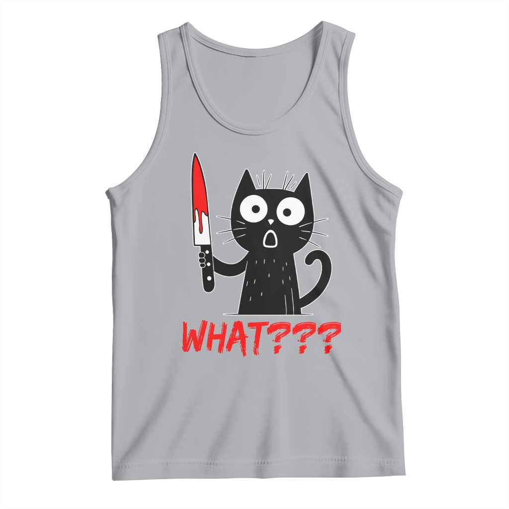 Black Cat Halloween Tank Top What Killer Kitten With Knife - Wonder Print Shop