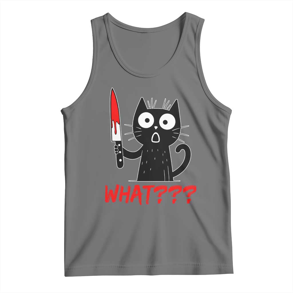 Black Cat Halloween Tank Top What Killer Kitten With Knife - Wonder Print Shop