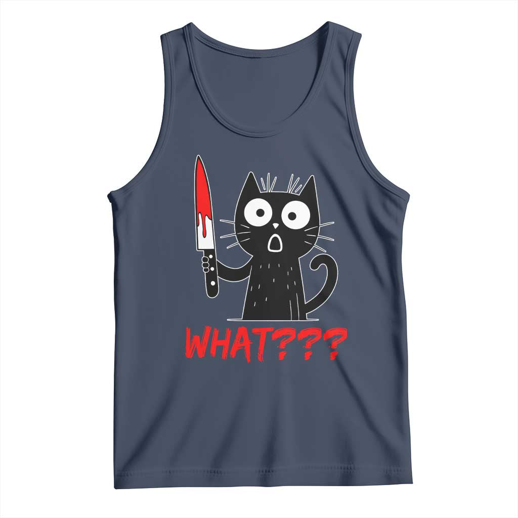 Black Cat Halloween Tank Top What Killer Kitten With Knife - Wonder Print Shop