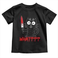 Black Cat Halloween Toddler T Shirt What Killer Kitten With Knife - Wonder Print Shop