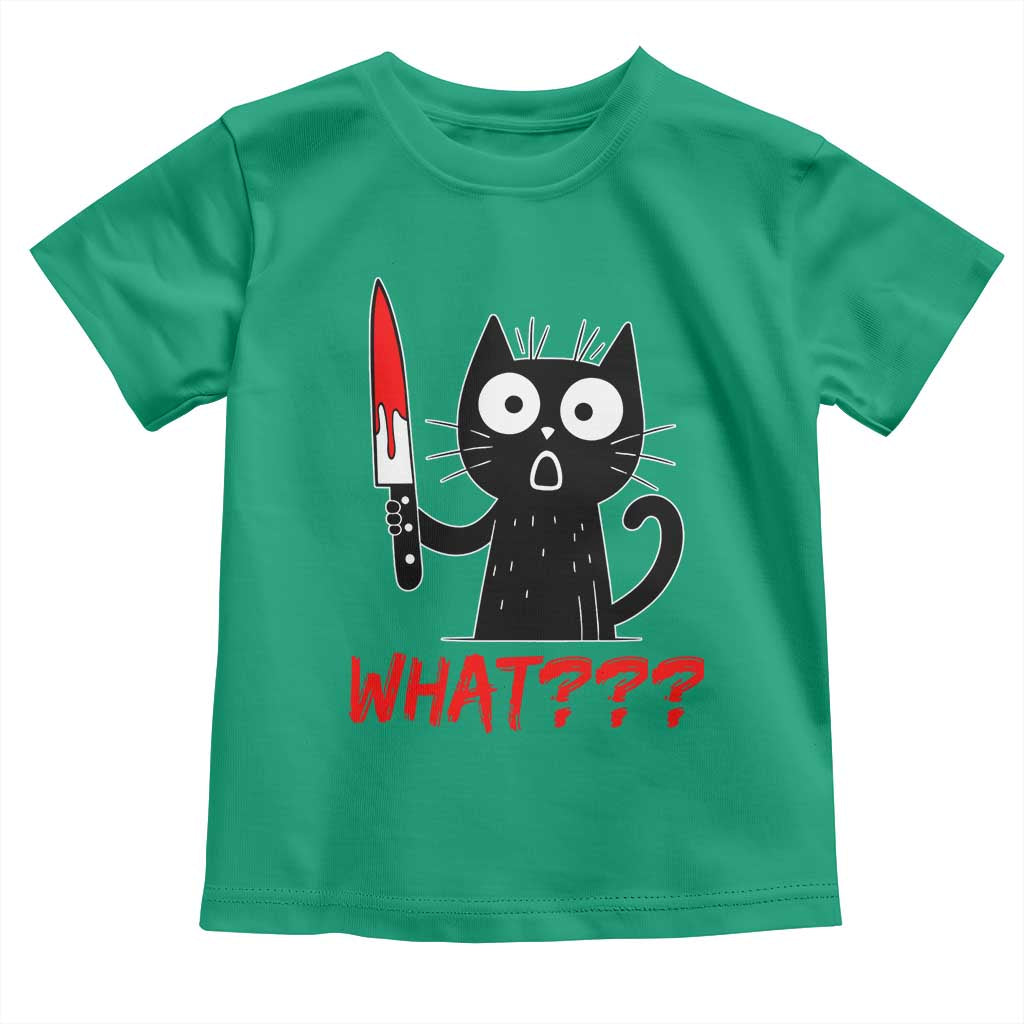 Black Cat Halloween Toddler T Shirt What Killer Kitten With Knife - Wonder Print Shop