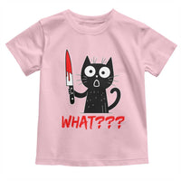 Black Cat Halloween Toddler T Shirt What Killer Kitten With Knife - Wonder Print Shop
