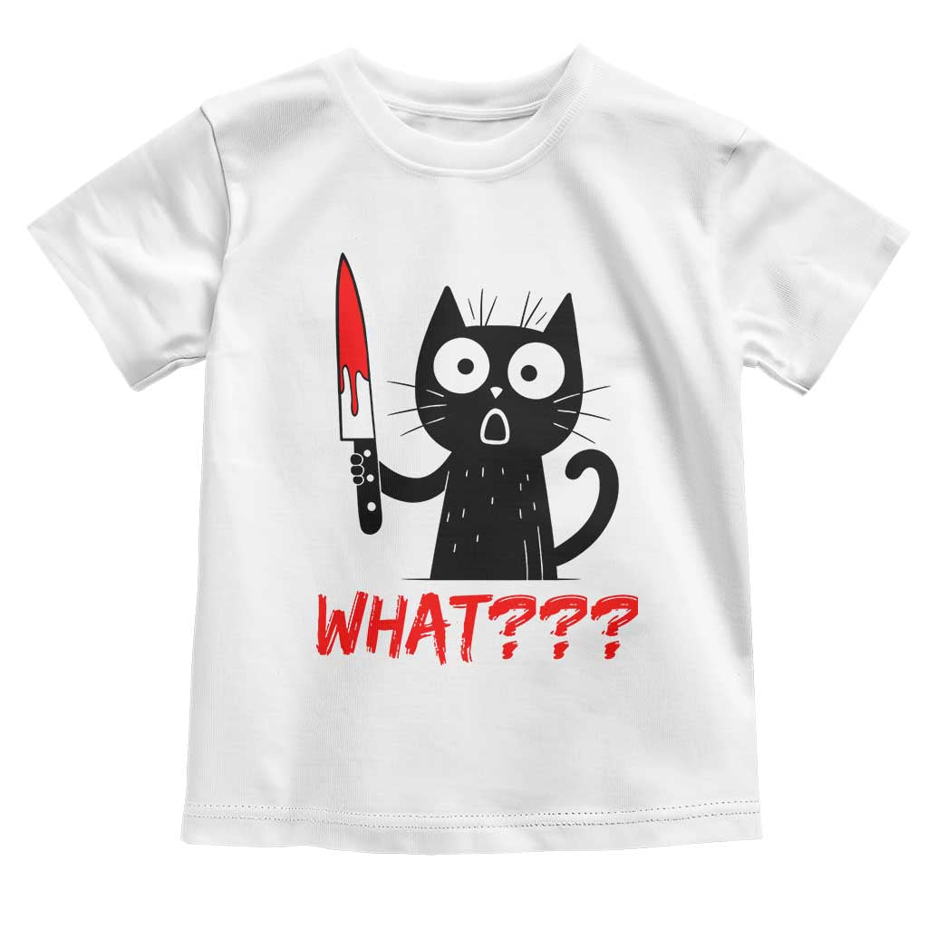 Black Cat Halloween Toddler T Shirt What Killer Kitten With Knife - Wonder Print Shop