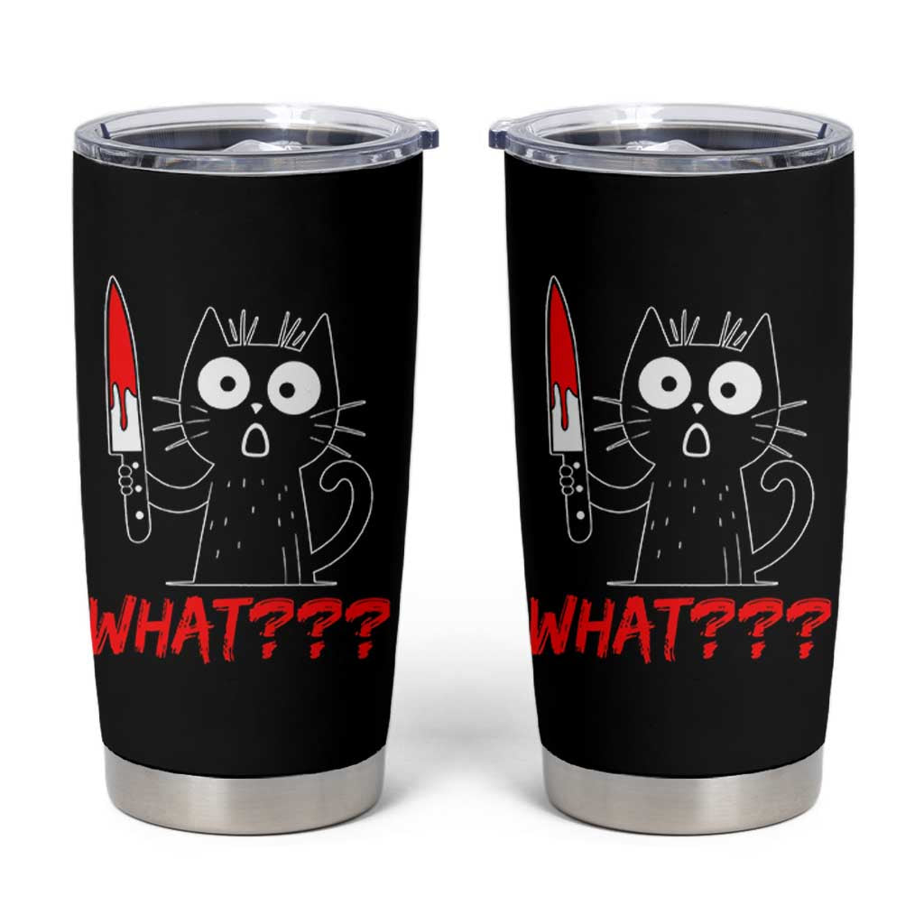 Black Cat Halloween Tumbler Cup What Killer Kitten With Knife