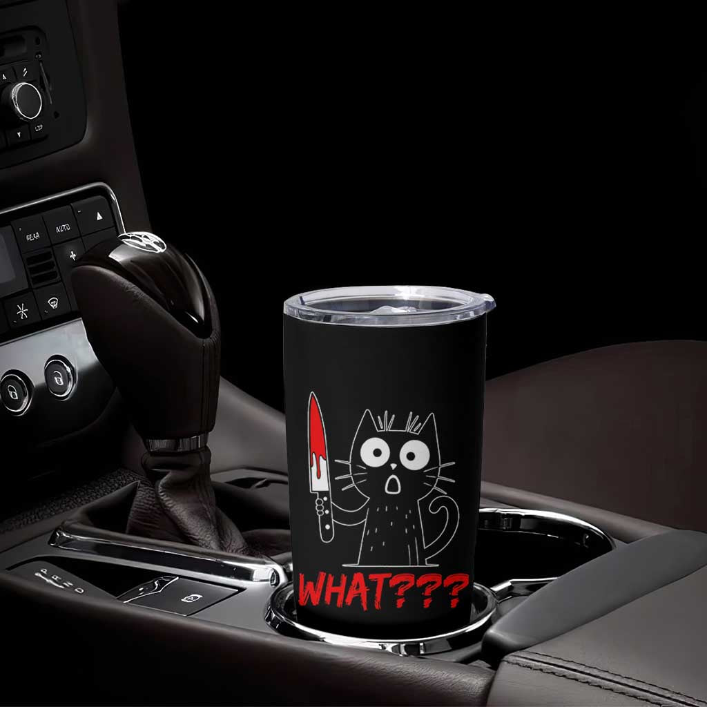 Black Cat Halloween Tumbler Cup What Killer Kitten With Knife