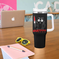 Black Cat Halloween Tumbler With Handle What Killer Kitten With Knife