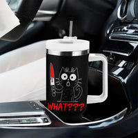 Black Cat Halloween Tumbler With Handle What Killer Kitten With Knife