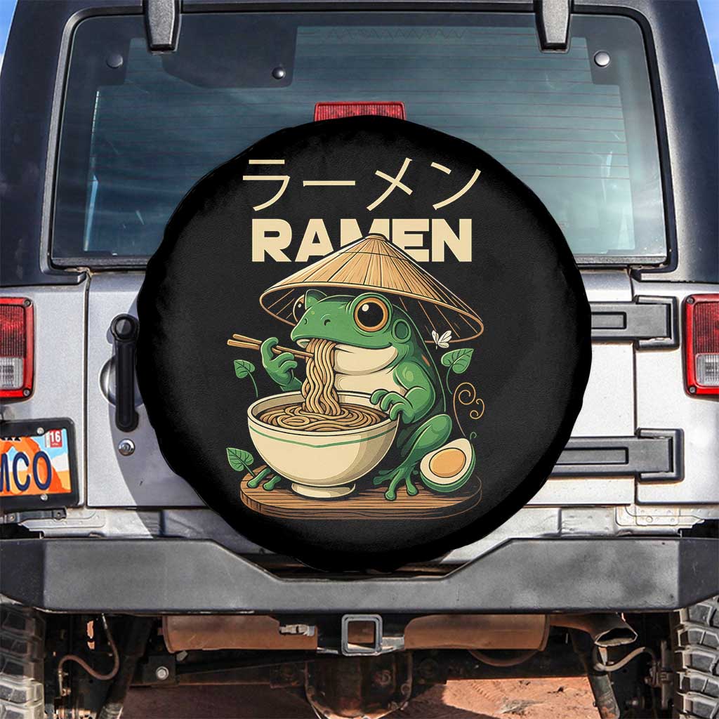 Frog Eating Ramen Spare Tire Cover Funny Japanese Food Lover Anime - Wonder Print Shop