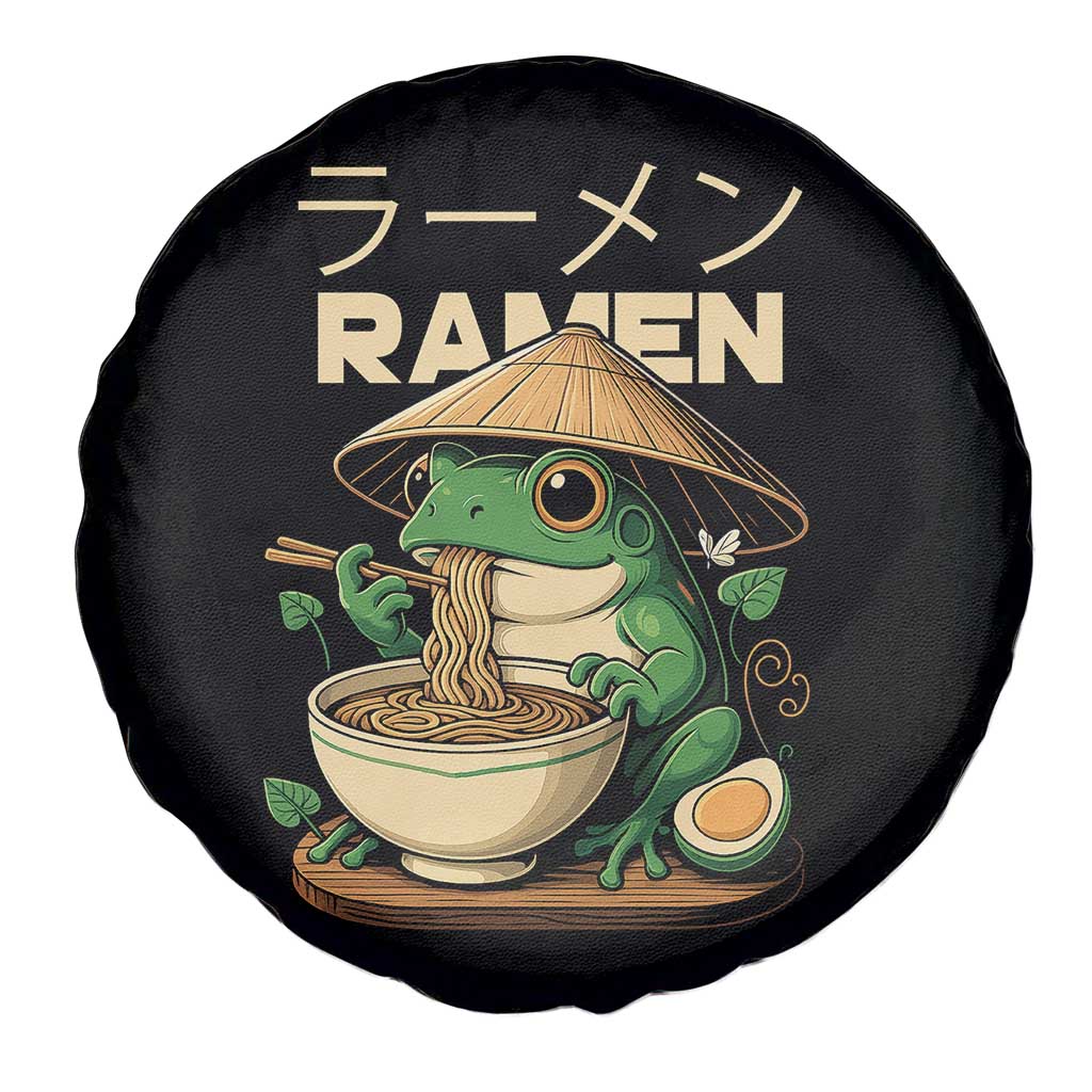 Frog Eating Ramen Spare Tire Cover Funny Japanese Food Lover Anime - Wonder Print Shop