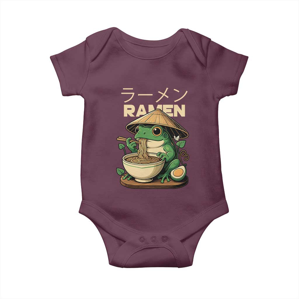 Frog Eating Ramen Baby Onesie Funny Japanese Food Lover Anime - Wonder Print Shop