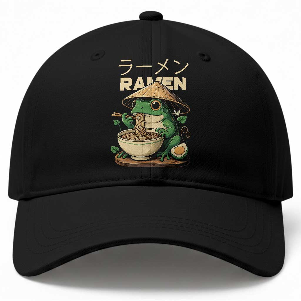 Frog Eating Ramen Baseball Cap Funny Japanese Food Lover Anime