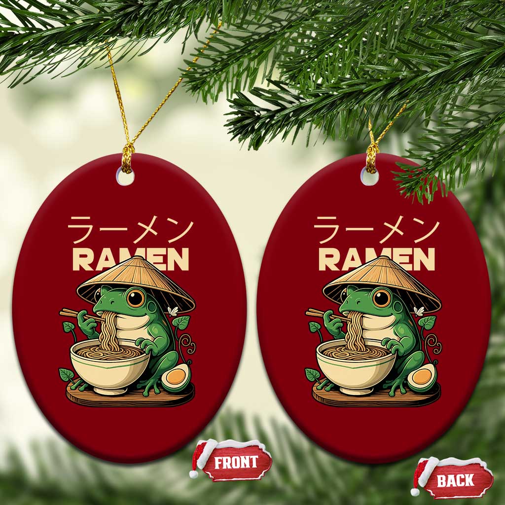 Frog Eating Ramen Ceramic Ornament Funny Japanese Food Lover Anime - Wonder Print Shop