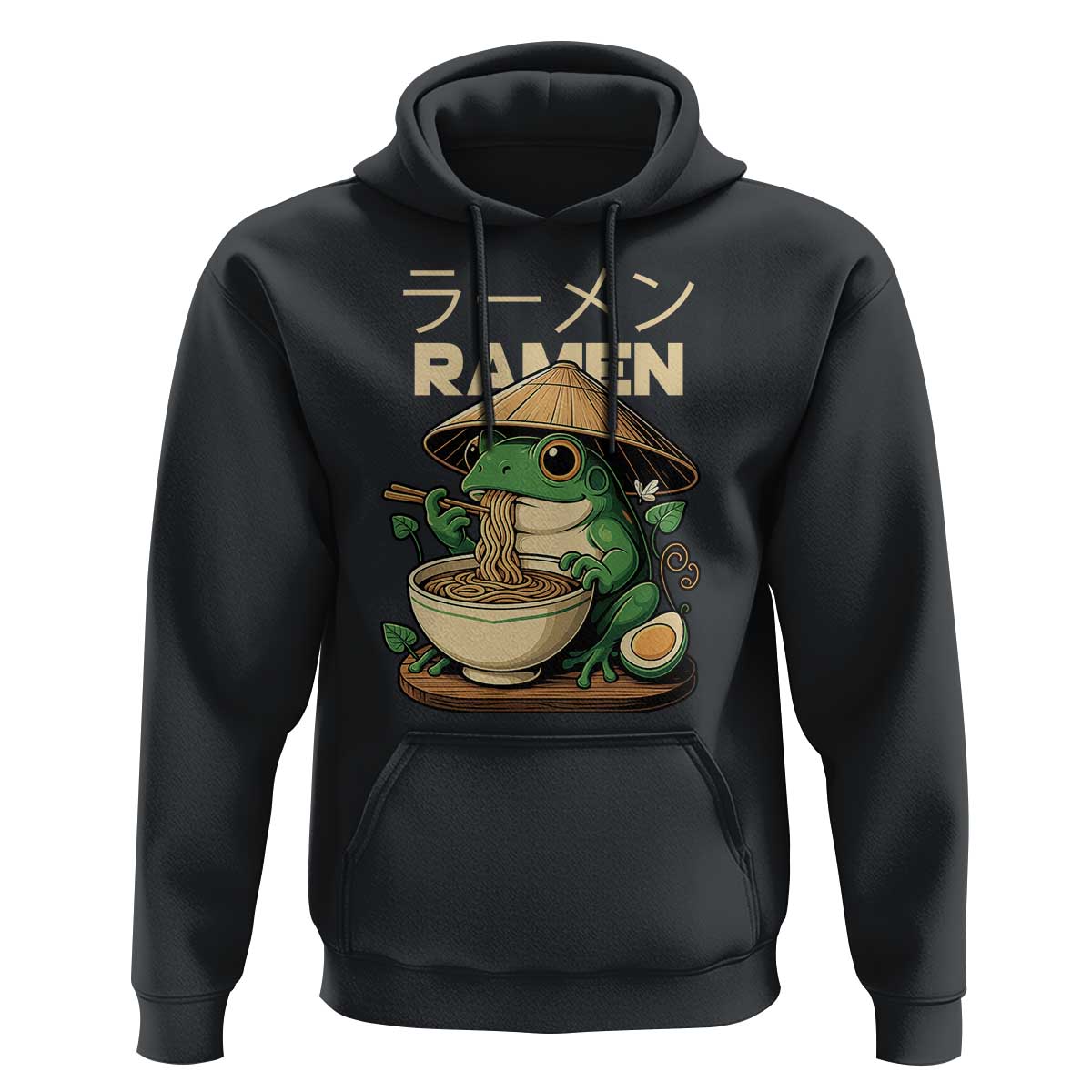 Frog Eating Ramen Hoodie Funny Japanese Food Lover Anime - Wonder Print Shop
