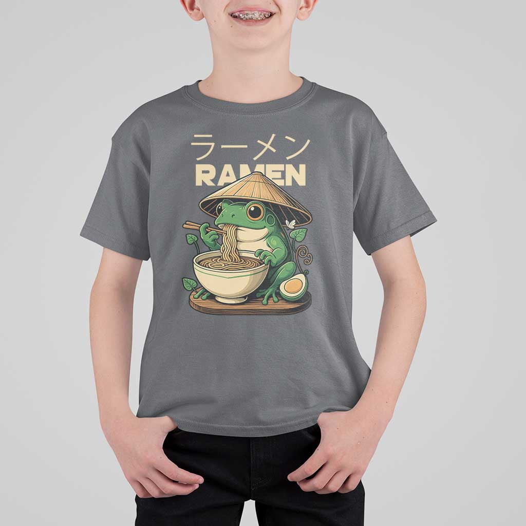 Frog Eating Ramen T Shirt For Kid Funny Japanese Food Lover Anime - Wonder Print Shop