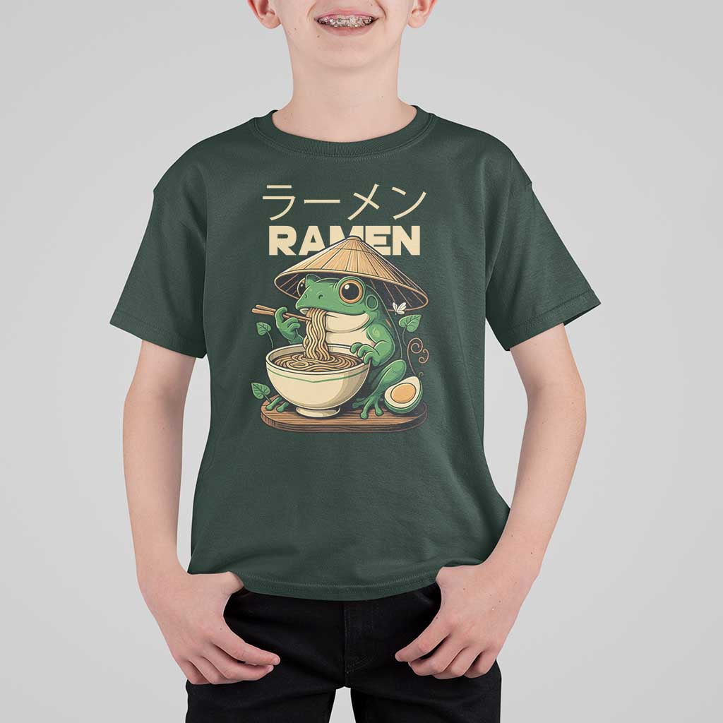 Frog Eating Ramen T Shirt For Kid Funny Japanese Food Lover Anime - Wonder Print Shop