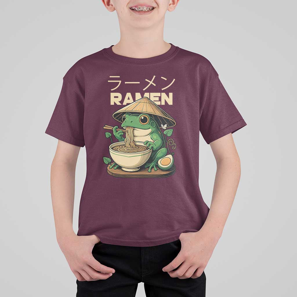 Frog Eating Ramen T Shirt For Kid Funny Japanese Food Lover Anime - Wonder Print Shop