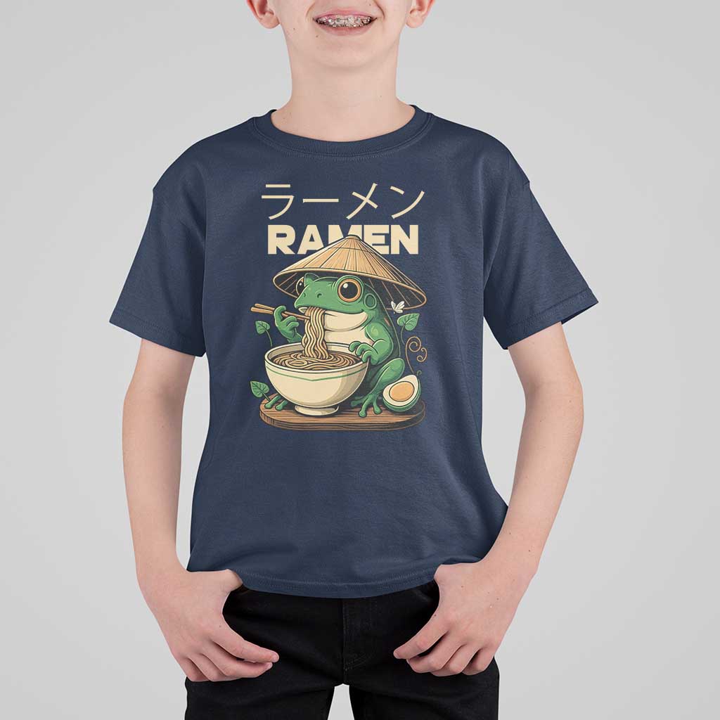 Frog Eating Ramen T Shirt For Kid Funny Japanese Food Lover Anime - Wonder Print Shop