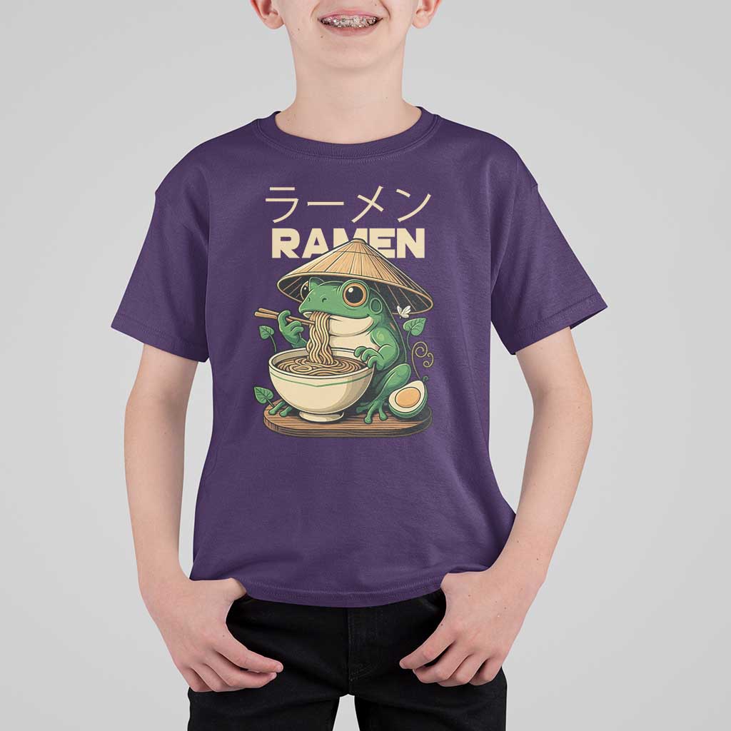 Frog Eating Ramen T Shirt For Kid Funny Japanese Food Lover Anime - Wonder Print Shop