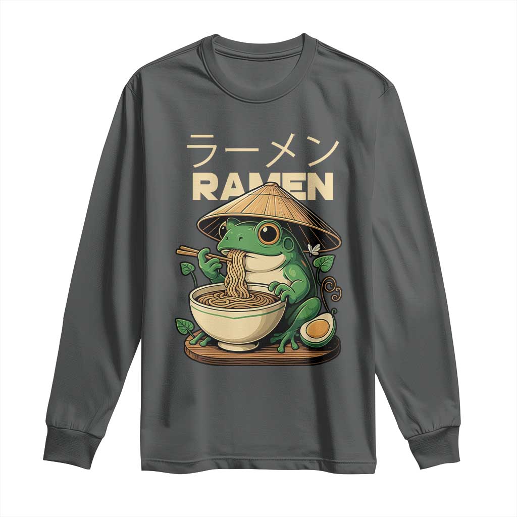 Frog Eating Ramen Long Sleeve Shirt Funny Japanese Food Lover Anime - Wonder Print Shop