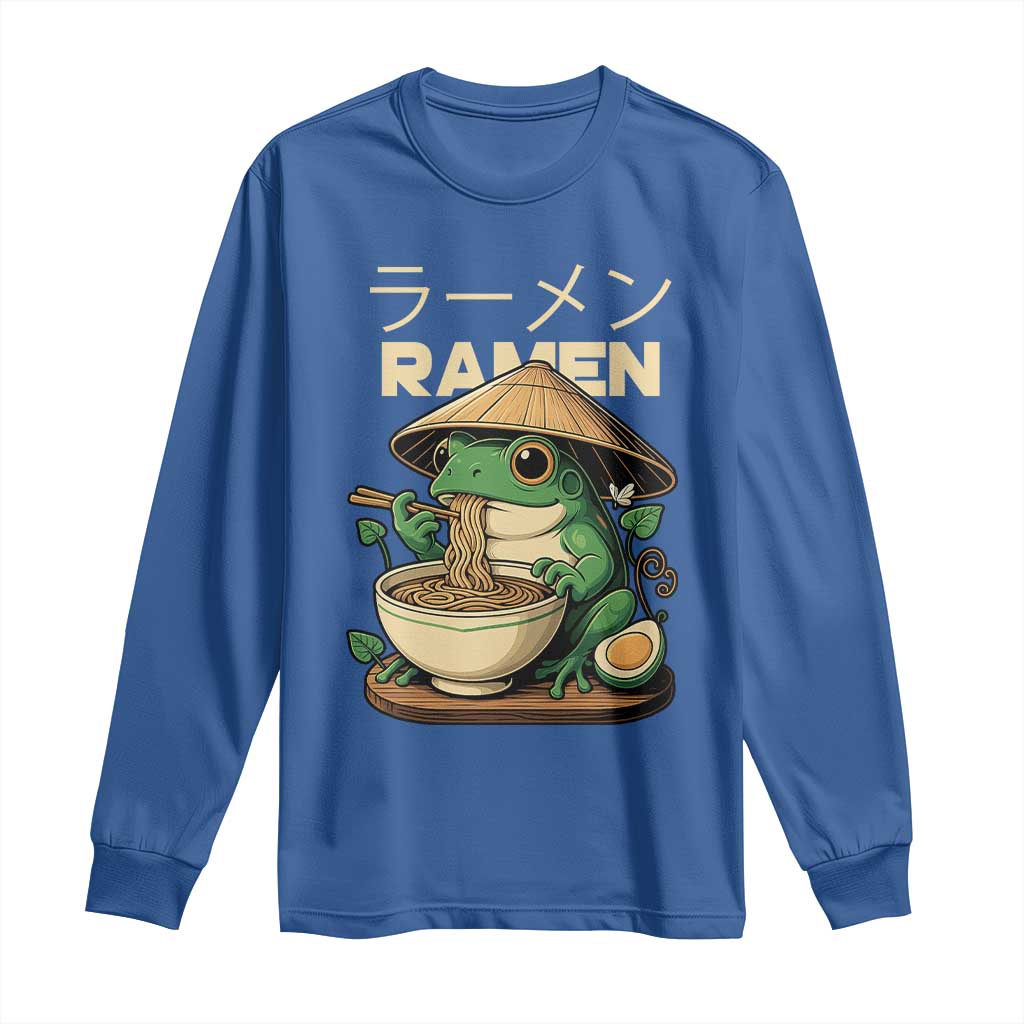 Frog Eating Ramen Long Sleeve Shirt Funny Japanese Food Lover Anime - Wonder Print Shop