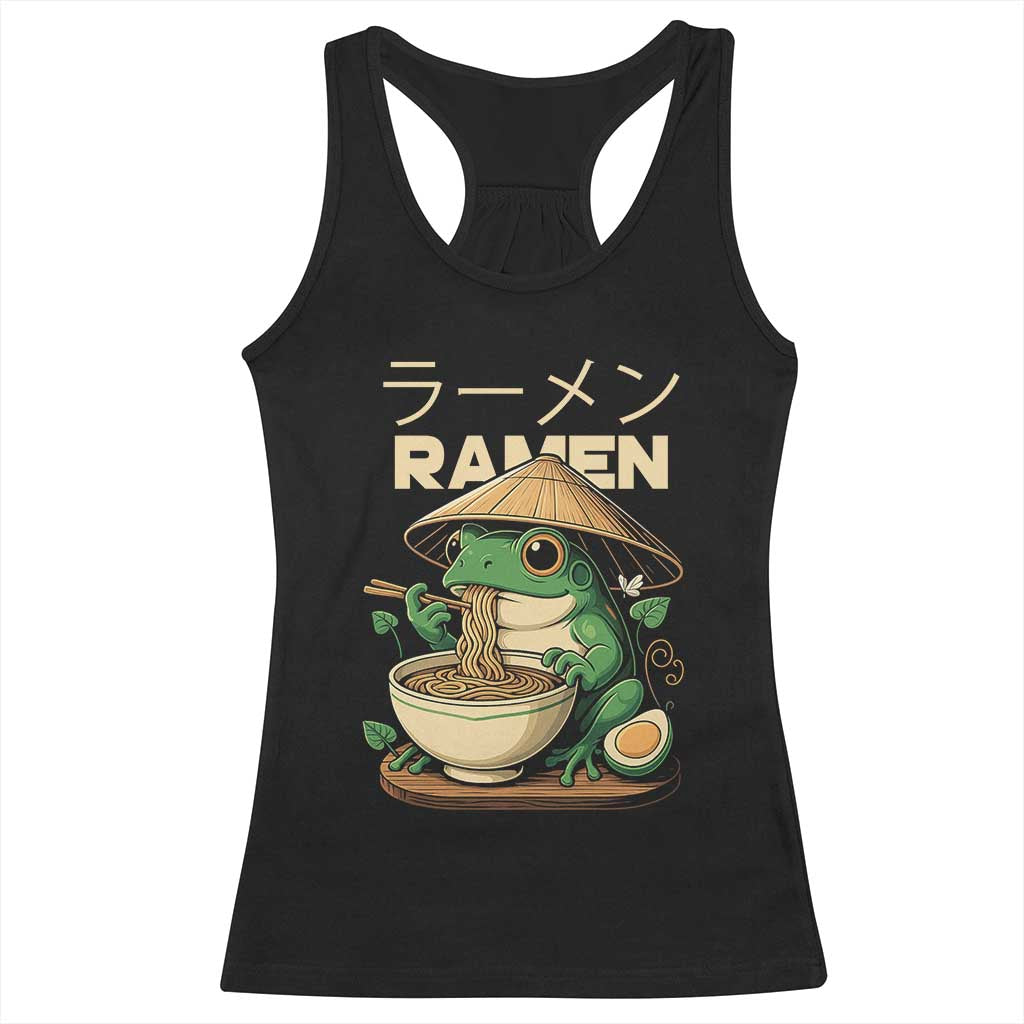 Frog Eating Ramen Racerback Tank Top Funny Japanese Food Lover Anime - Wonder Print Shop