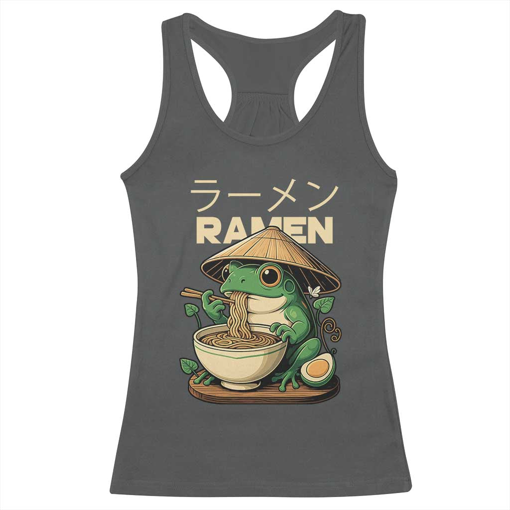 Frog Eating Ramen Racerback Tank Top Funny Japanese Food Lover Anime - Wonder Print Shop
