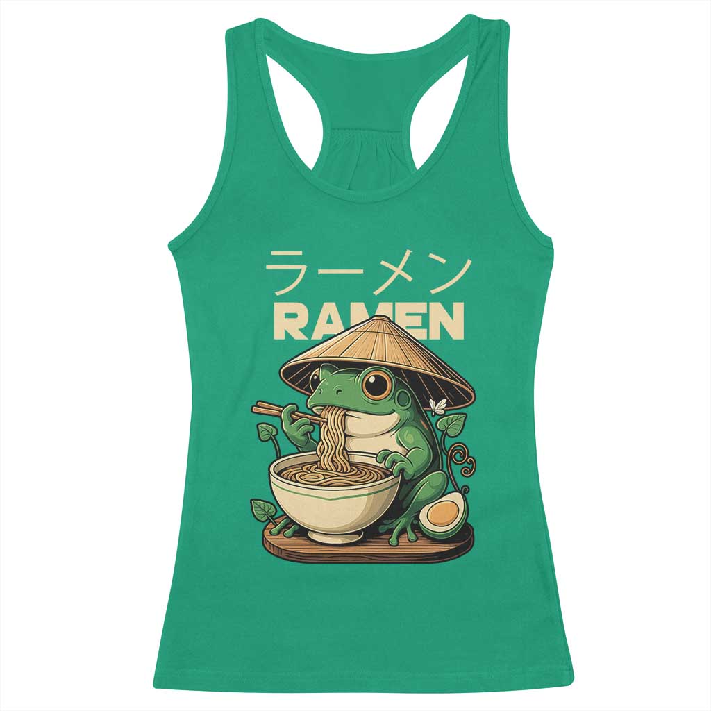 Frog Eating Ramen Racerback Tank Top Funny Japanese Food Lover Anime - Wonder Print Shop