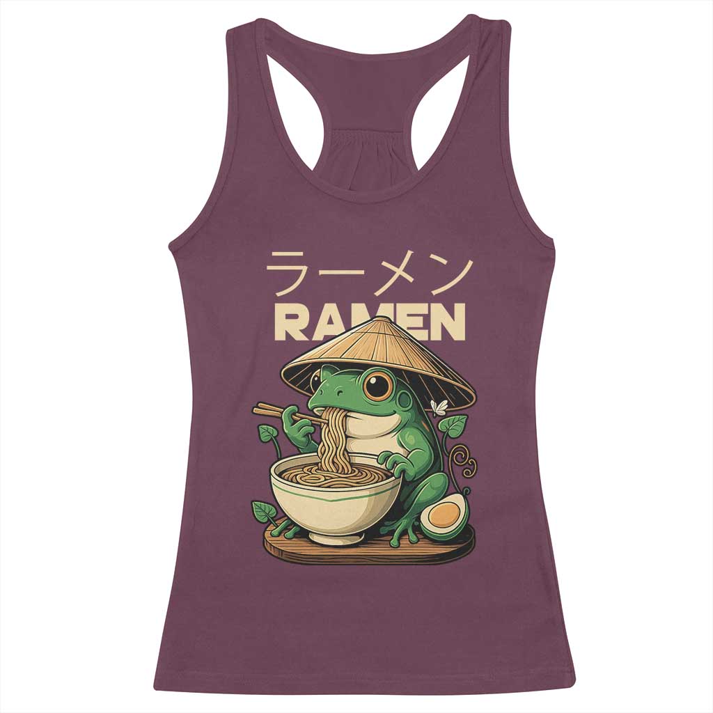 Frog Eating Ramen Racerback Tank Top Funny Japanese Food Lover Anime - Wonder Print Shop