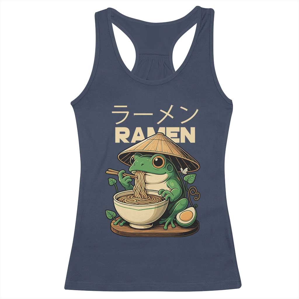 Frog Eating Ramen Racerback Tank Top Funny Japanese Food Lover Anime - Wonder Print Shop