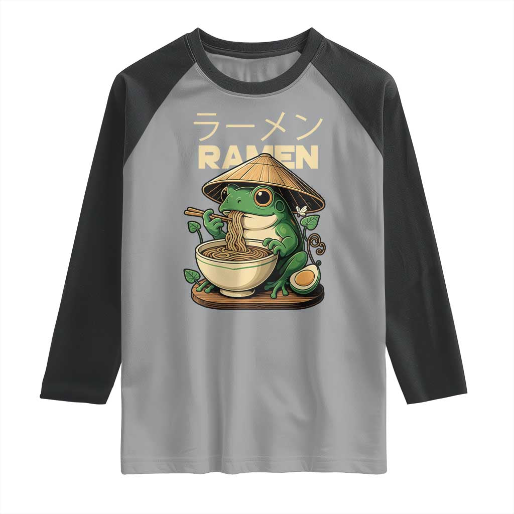 Frog Eating Ramen Raglan Shirt Funny Japanese Food Lover Anime - Wonder Print Shop