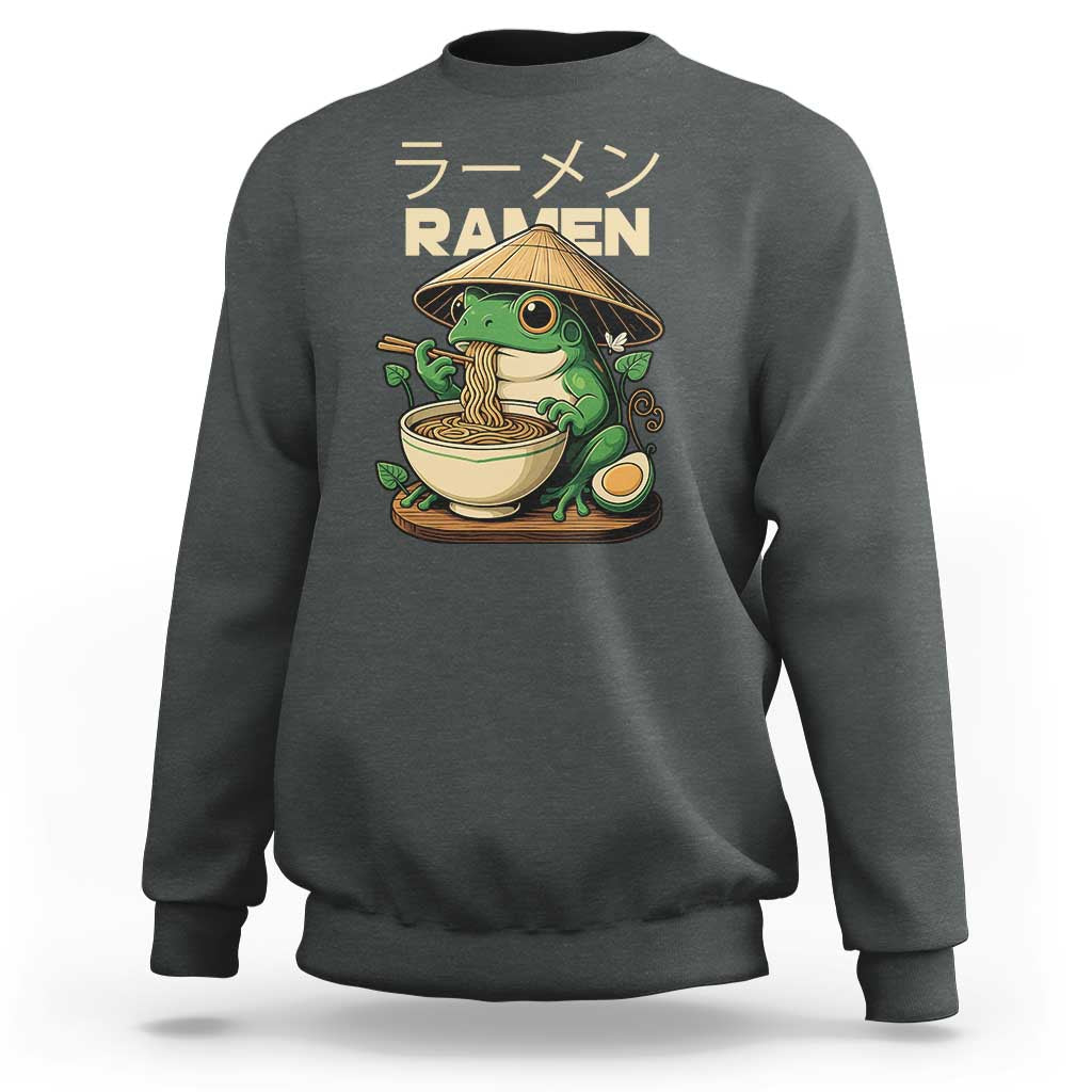 Frog Eating Ramen Sweatshirt Funny Japanese Food Lover Anime - Wonder Print Shop