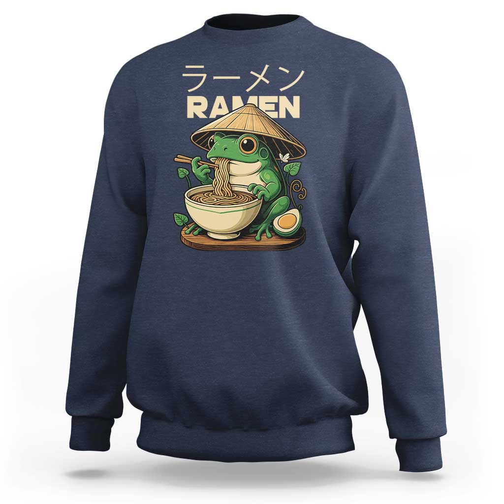 Frog Eating Ramen Sweatshirt Funny Japanese Food Lover Anime - Wonder Print Shop