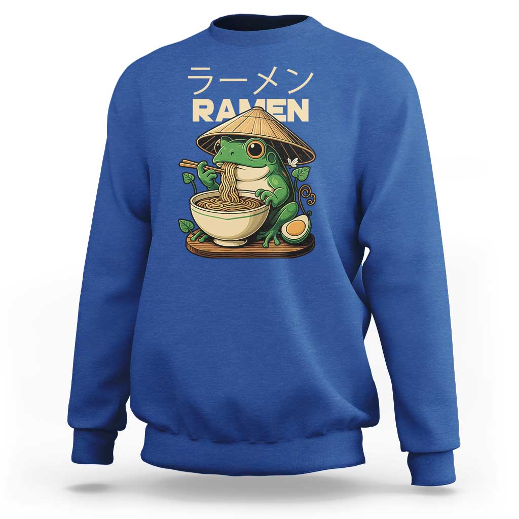 Frog Eating Ramen Sweatshirt Funny Japanese Food Lover Anime - Wonder Print Shop