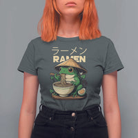 Frog Eating Ramen T Shirt For Women Funny Japanese Food Lover Anime - Wonder Print Shop