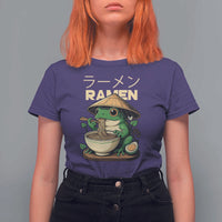 Frog Eating Ramen T Shirt For Women Funny Japanese Food Lover Anime - Wonder Print Shop