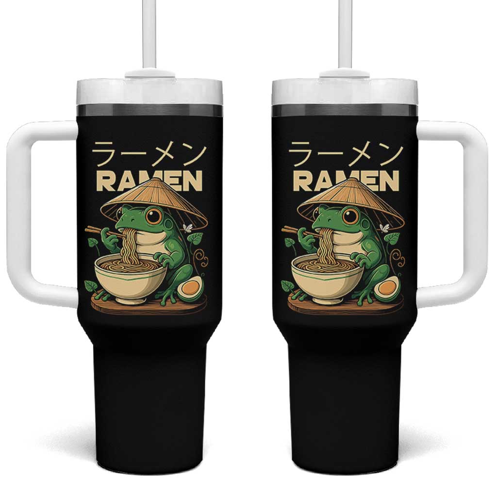 Frog Eating Ramen Tumbler With Handle Funny Japanese Food Lover Anime