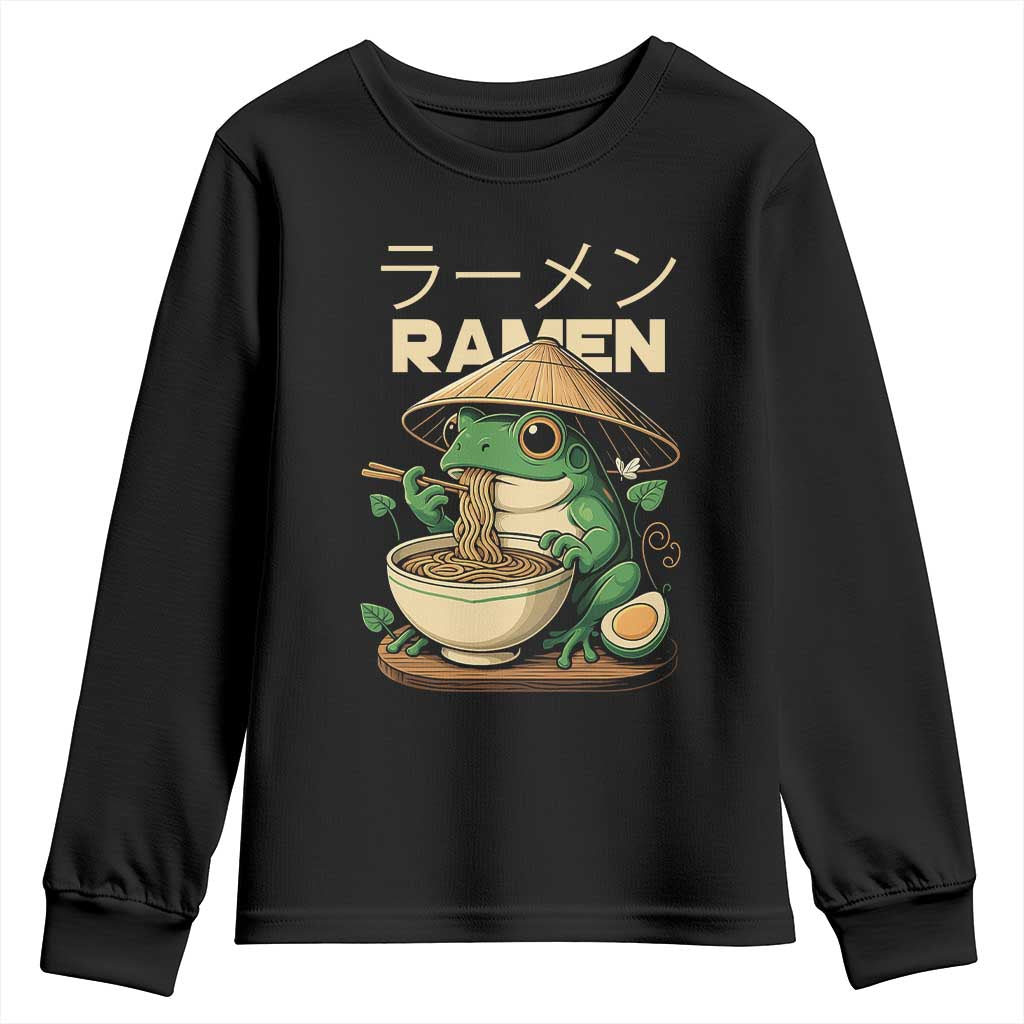Frog Eating Ramen Youth Sweatshirt Funny Japanese Food Lover Anime - Wonder Print Shop