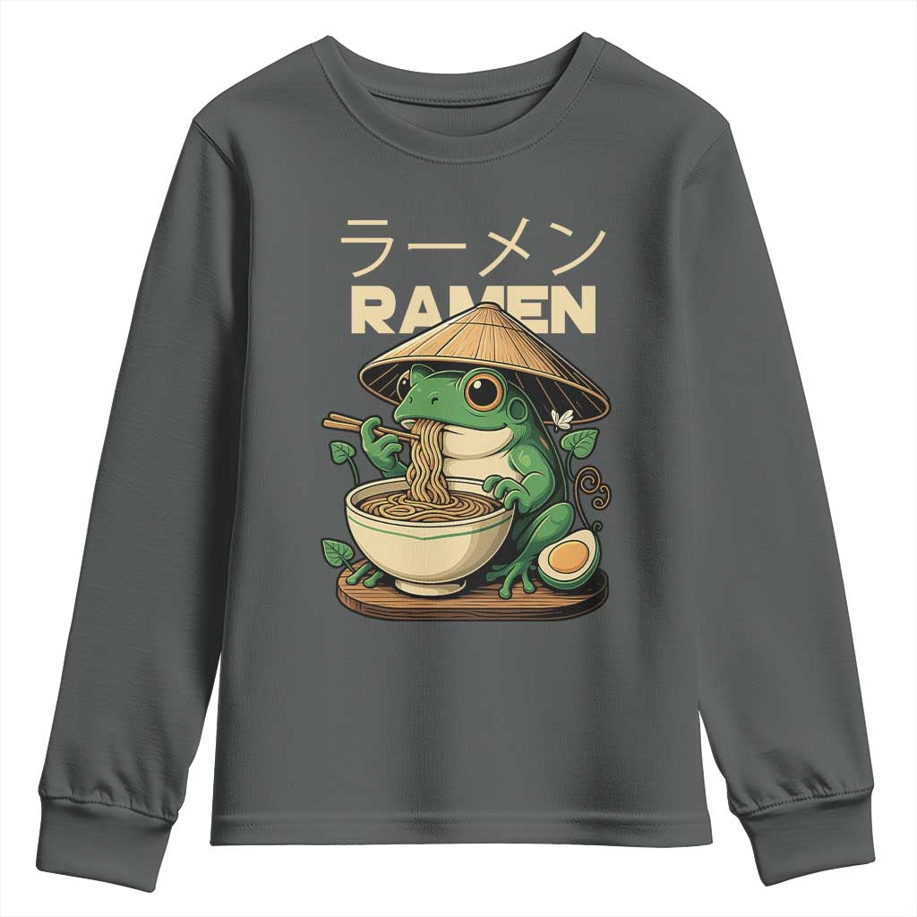 Frog Eating Ramen Youth Sweatshirt Funny Japanese Food Lover Anime - Wonder Print Shop