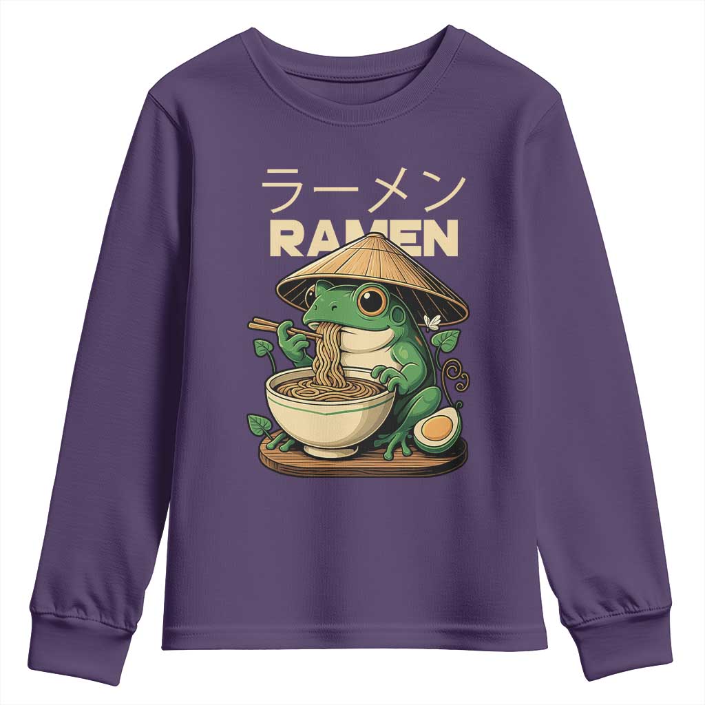 Frog Eating Ramen Youth Sweatshirt Funny Japanese Food Lover Anime - Wonder Print Shop