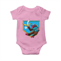 Funny Monkey Playing Baseball With Banana Baby Onesie Sport Humor Gift - Wonder Print Shop