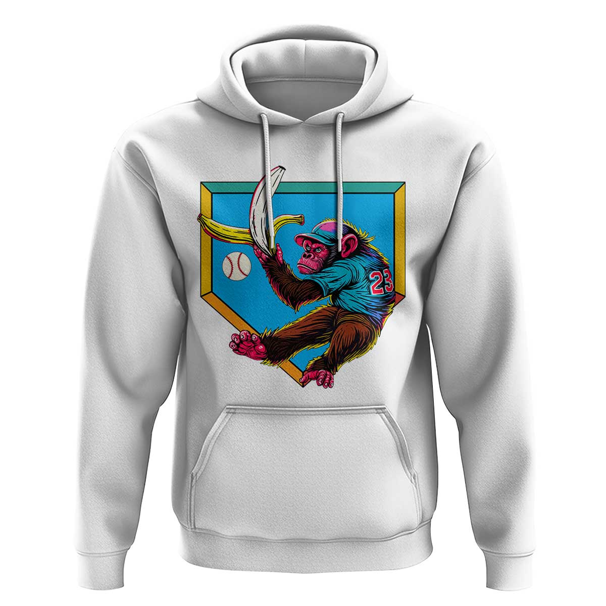 Funny Monkey Playing Baseball With Banana Hoodie Sport Humor Gift - Wonder Print Shop