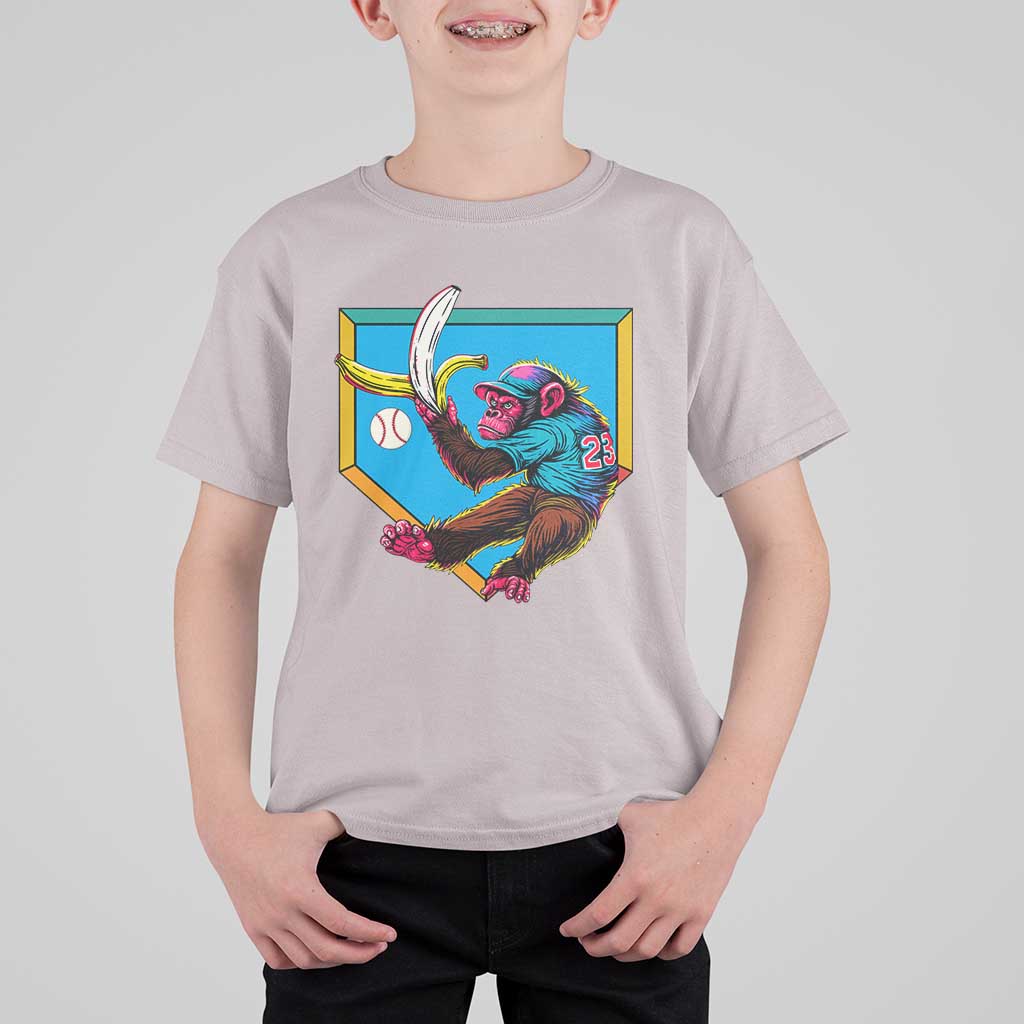Funny Monkey Playing Baseball With Banana T Shirt For Kid Sport Humor Gift - Wonder Print Shop