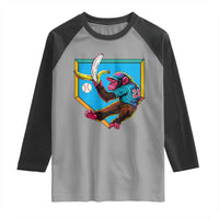 Funny Monkey Playing Baseball With Banana Raglan Shirt Sport Humor Gift - Wonder Print Shop