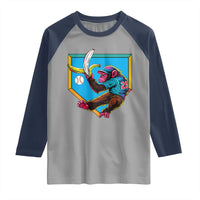 Funny Monkey Playing Baseball With Banana Raglan Shirt Sport Humor Gift - Wonder Print Shop