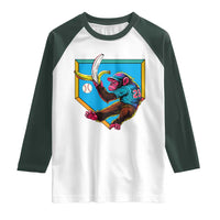 Funny Monkey Playing Baseball With Banana Raglan Shirt Sport Humor Gift - Wonder Print Shop